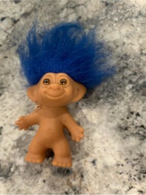 Vintage Uneeda Wishnik troll doll with blue hair